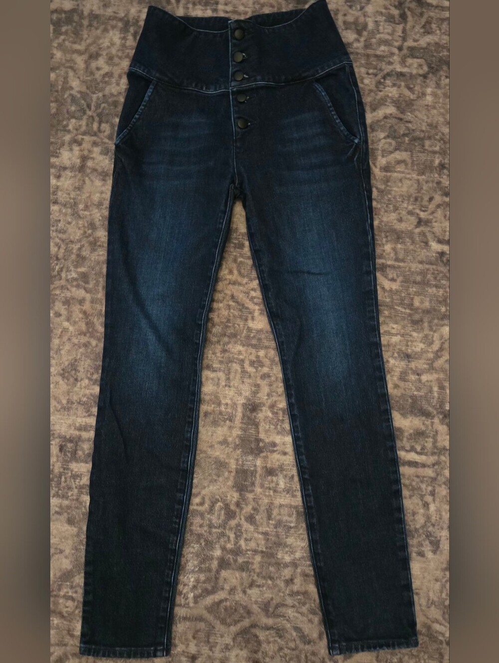 Frame Denim Dark Indigo High-Waist Skinny Jeans Sz 27, Inseam 28"